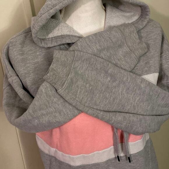 Hippie Rose Gray Pink White Size Small Hoodie Sweater USED Striped Comfy Grey - Picture 12 of 12